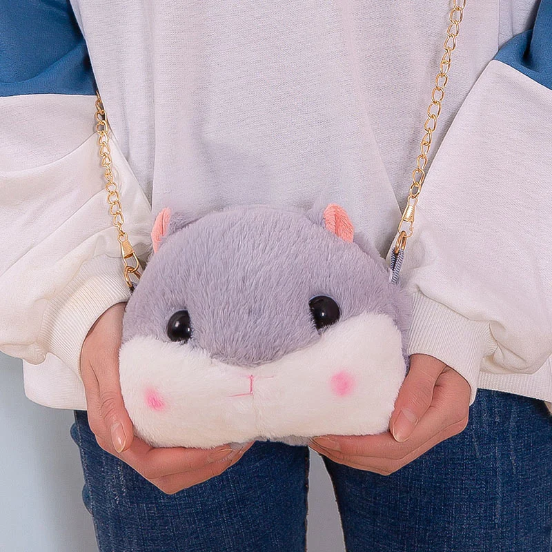 Cute Plush Hamster Backpack Japan Kawaii Mouse Backpack Stuffed Hamster Toy Children Crossbody Bag Gift Kids Toy For Little Girl