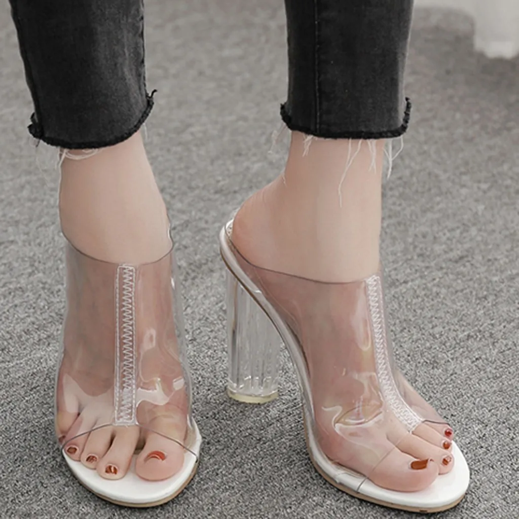 

Women's high heel transparent sandals casual fashion transparent sandals sexy open toe party shoes 2019 summer#G4