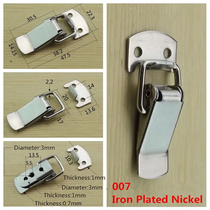 Hasp Fastener 1pcs Iron Plated Nickel/304 Stainless Steel Toggle Latch Catch for Trailer Spring card buckle toggle latches,jewelry box hasps,decorative latches,furniture hardware,buckle clamp
