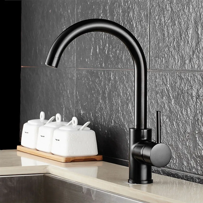 

Kitchen Faucet, black painted deck mounted 360 Degree Rotation faucet,single hangle cold and hot Vegetable pot kitchen faucet