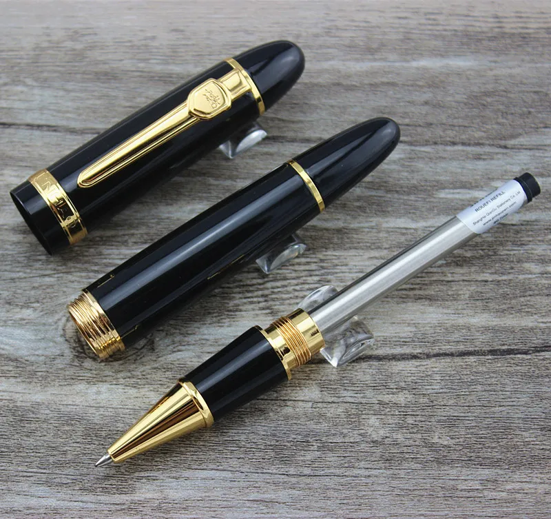 Jinhao 159 шариковая ручка черная Лаковая Золотая отделка большая тяжелая|roller ball pen|ball