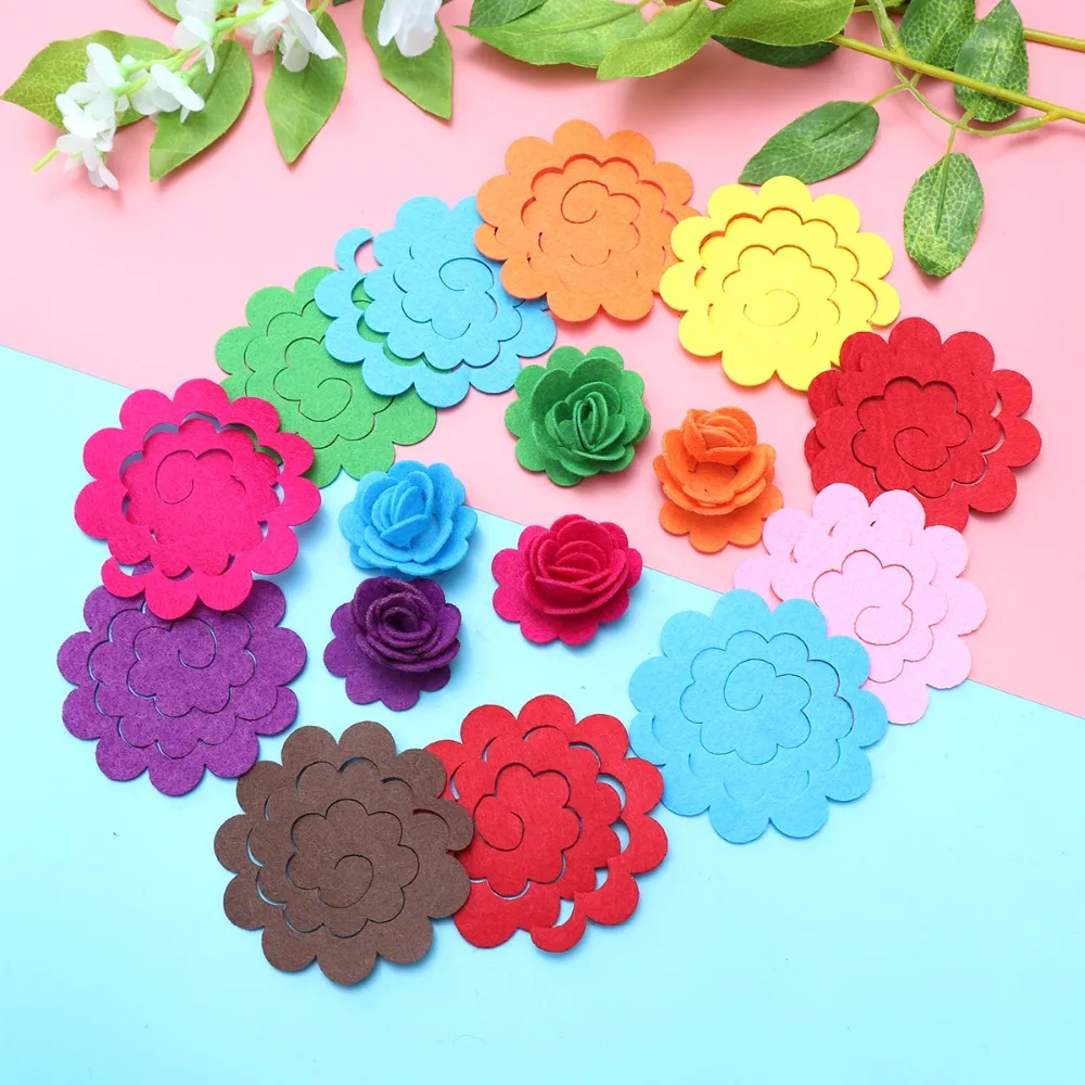 50 Pcs Simulation Felt Flower Cute Fashion Flower Appliques Exquisite Die Cut Felt Florals for Sewing DIY Crafts(Mixed Color