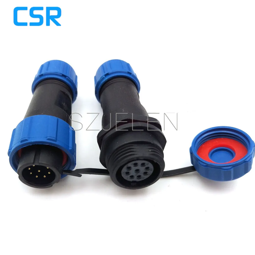 SP13, 9 pin waterproof LED power cable outdoor connectors plug and