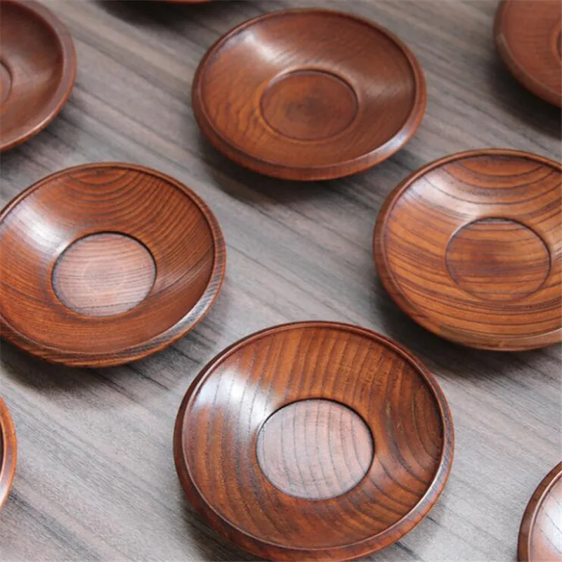 

Solid Tableware Natural Wood Dish Bowl Japanese Style Dessert Fruit Dessert Plate Round Shape For Present Tableware