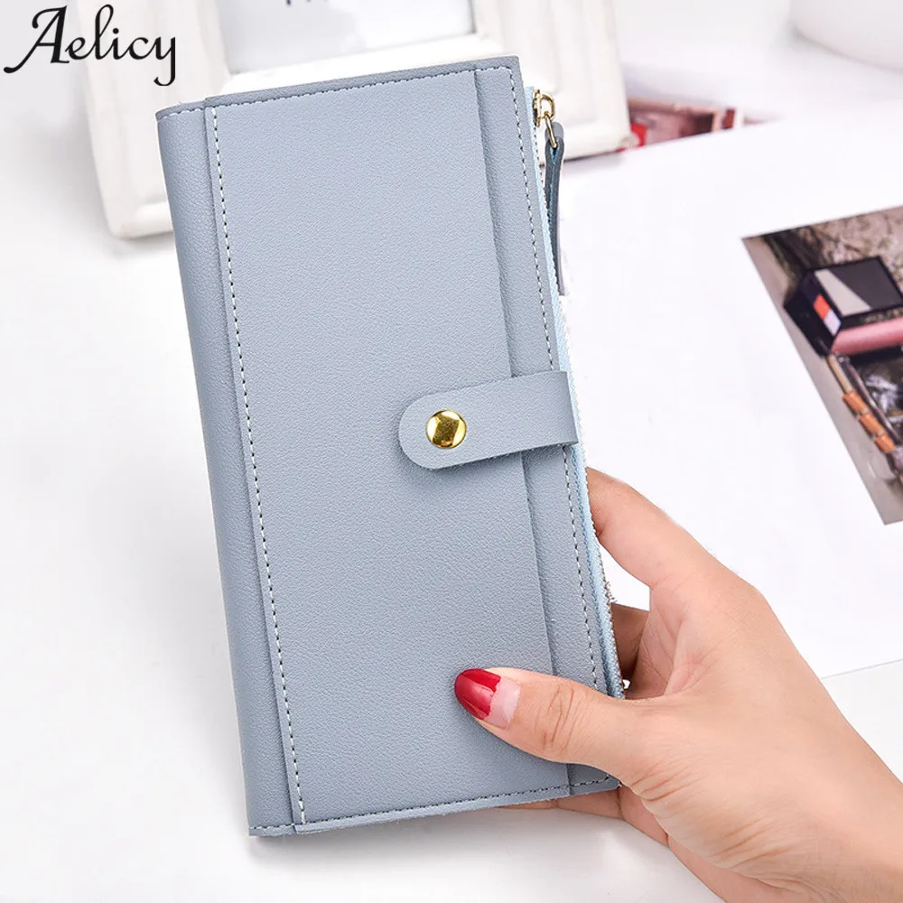 

Aelicy Girls Wallet Fashion Leather Women Wallet Zipper Clutch Long Lady Purse Dropshipping 2019 hot Selling carteira feminina