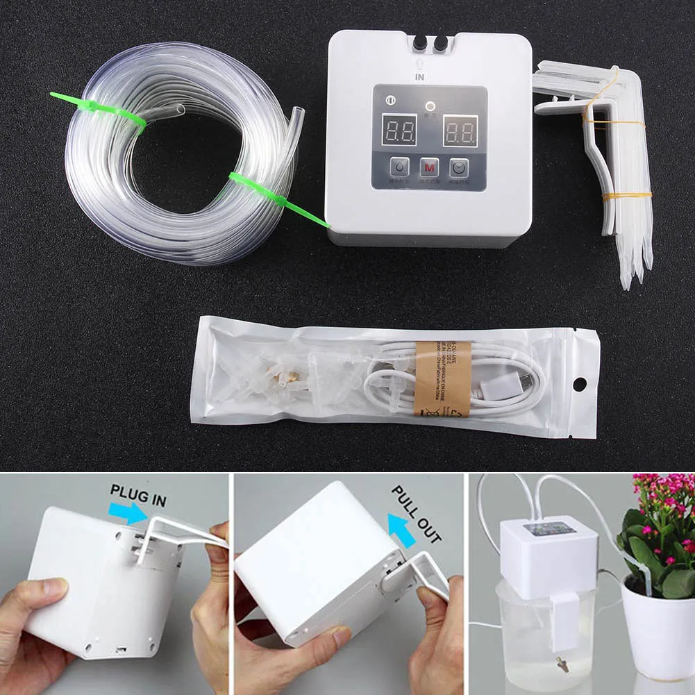 

DIY Automatic Drip Irrigation Kit USB Battery Powered Indoor Pot Plants Self Watering System XB 66