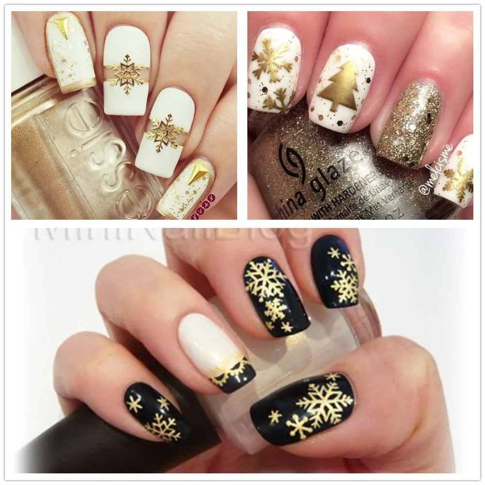 1 коробка, золотые блестки для ногтей, снежные хлопья, смешанные дизайнерские украшения для ногтей, аксессуары для ногтей, LA889-1