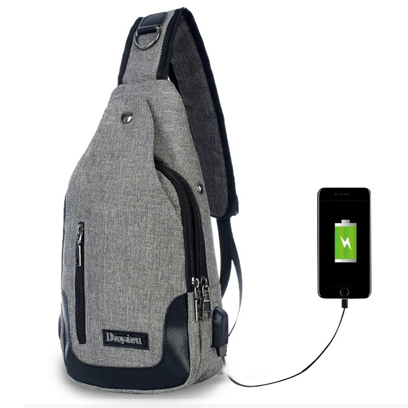 Single Strap Backpack USB Charging One Shoulder Backpack Men Travel Bag Mochila Masculina Sling ...