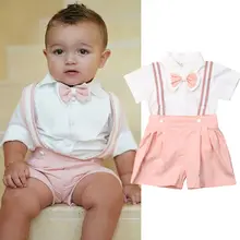 Pudcoco/ г., летний комплект из 2 предметов для маленьких мальчиков, белая футболка с короткими рукавами+ шорты, розовые штаны, комплекты, комбинезоны, нежная одежда