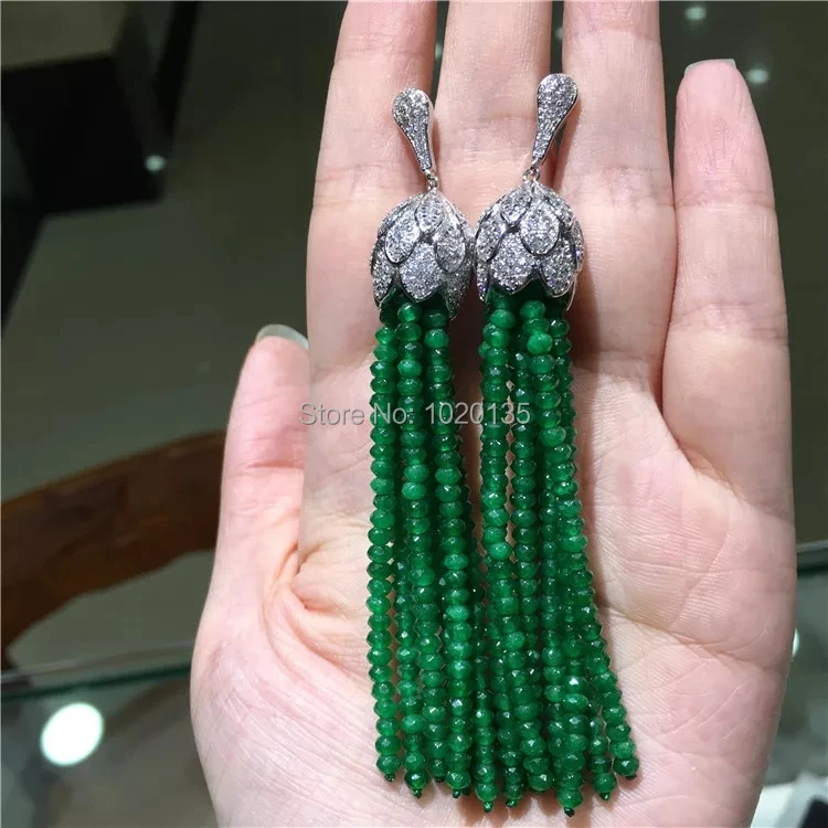 earrings green stone