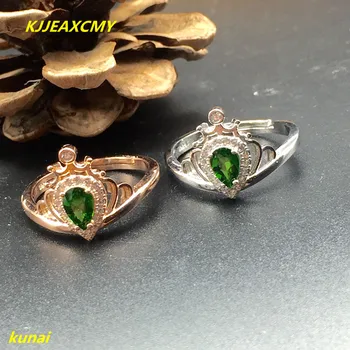

KJJEAXCMY fine jewelry 925 silver inlaid natural diopside female Ring Jewellery shr