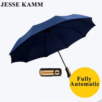 

Rain Umbrella Fully-Automatic Gentle Men Ladies High Quality Windproof Raingear Big Size Strong Sun Umbrella Anti UV WZP196