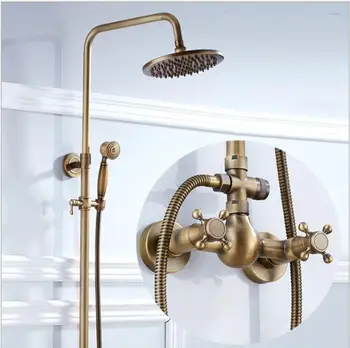 

New Luxury Antique Brass Rainfall Shower Sets Faucet Mixer Tap Antique bronze Shower Faucet Brass