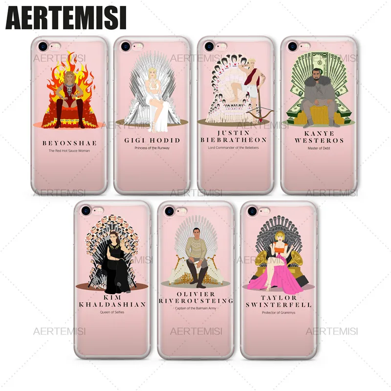Aertemisi Phone Cases Beyonce Gigi Hadid Justin Bieber Kanye West Kim Kardashian Case Cover for iPhone 5 5s SE 6 6s 7 Plus