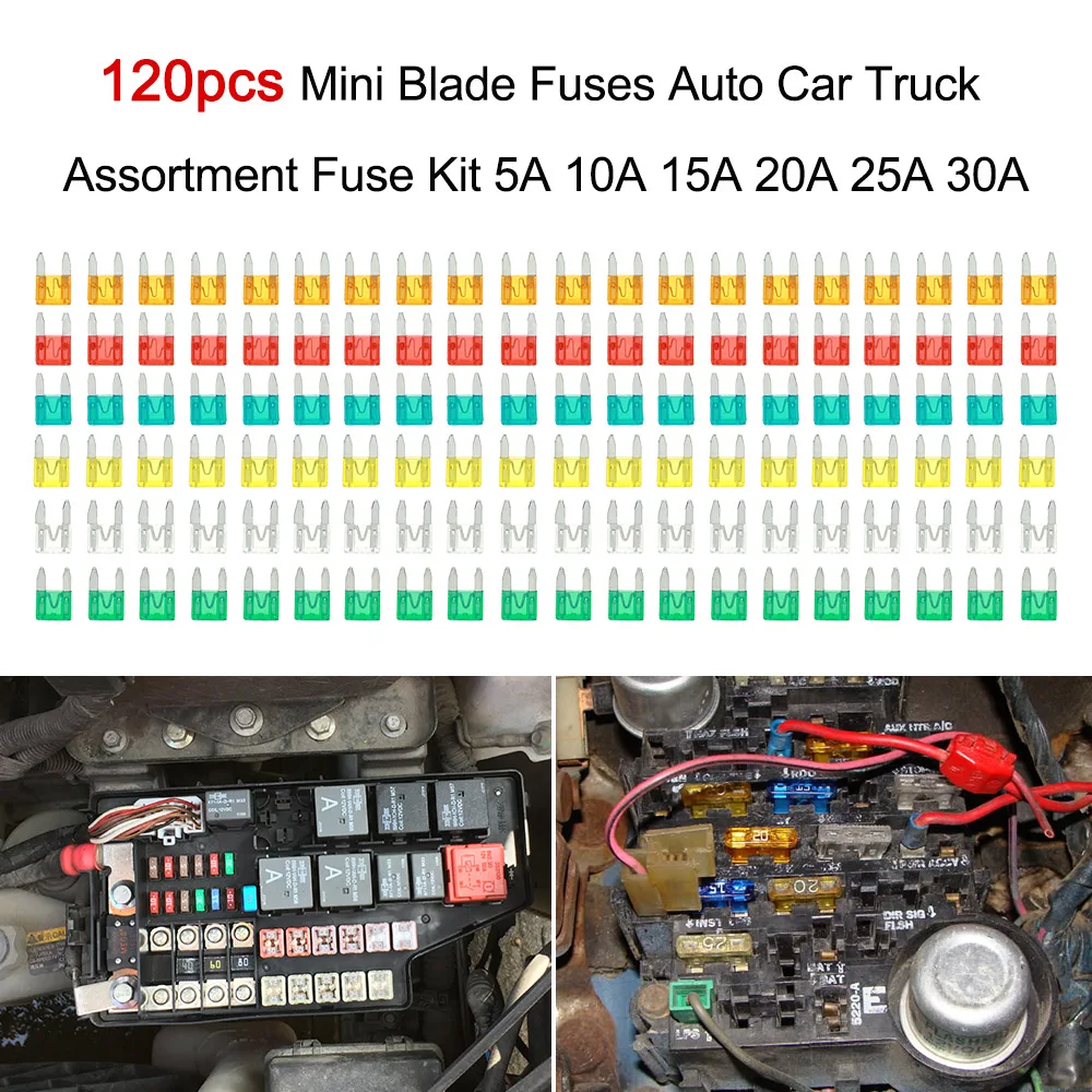 120 шт. мини-плавкие предохранители для автомобилей и грузовиков, комплект предохранителей 5A 10A 15A 20A 25A 30A для bmw ford vw Honda Renault, Hyundai volvo