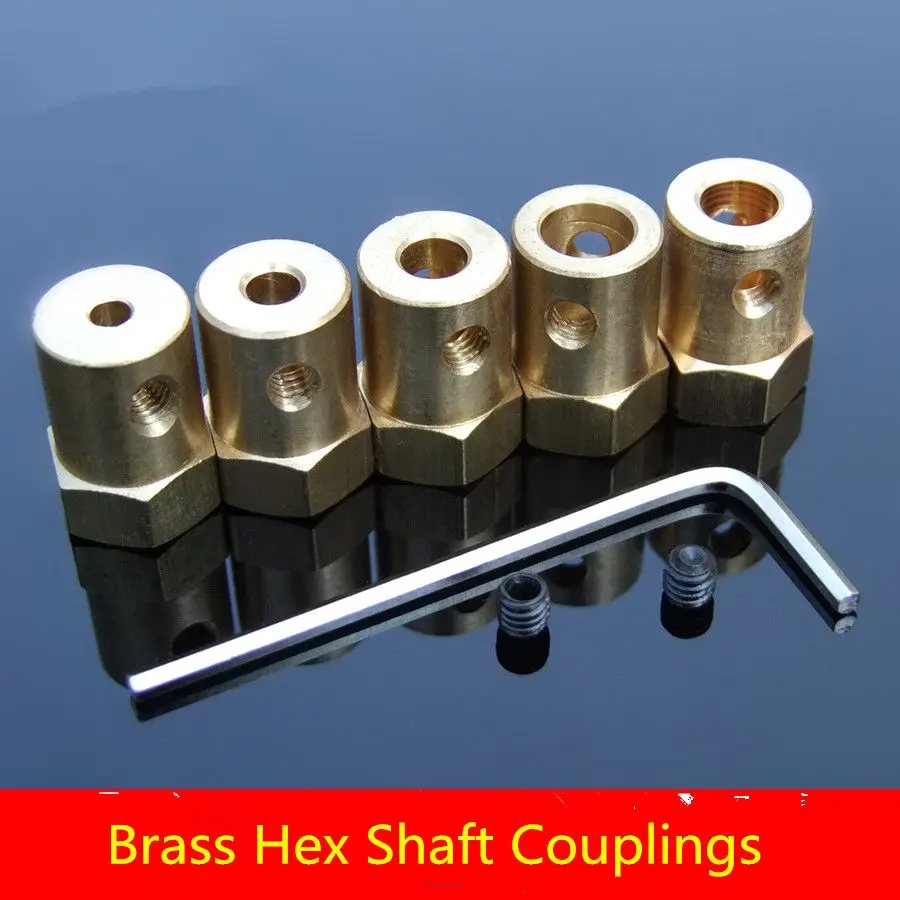 1PCS SC011 Brass Hex Shaft Coupling Inner Diameter 2/4/5/6/7mm