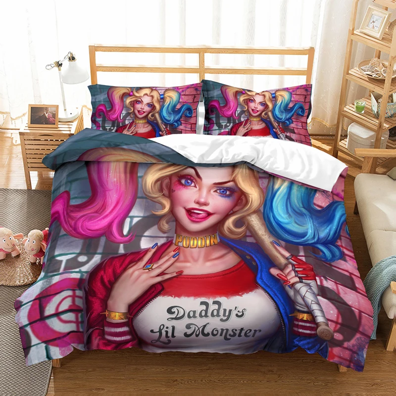 Suicide Squad Cartoon Harley Quinn 3D bedding set The Joker comforter