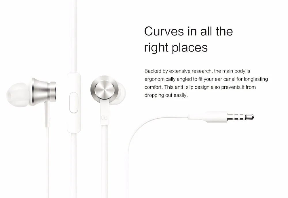 Xiaomi Piston наушники Basic In-Ear с микрофоном Микрофон Встроенный Handsfree проводной контроль 1,25 м шнур для Redmi смартфонов