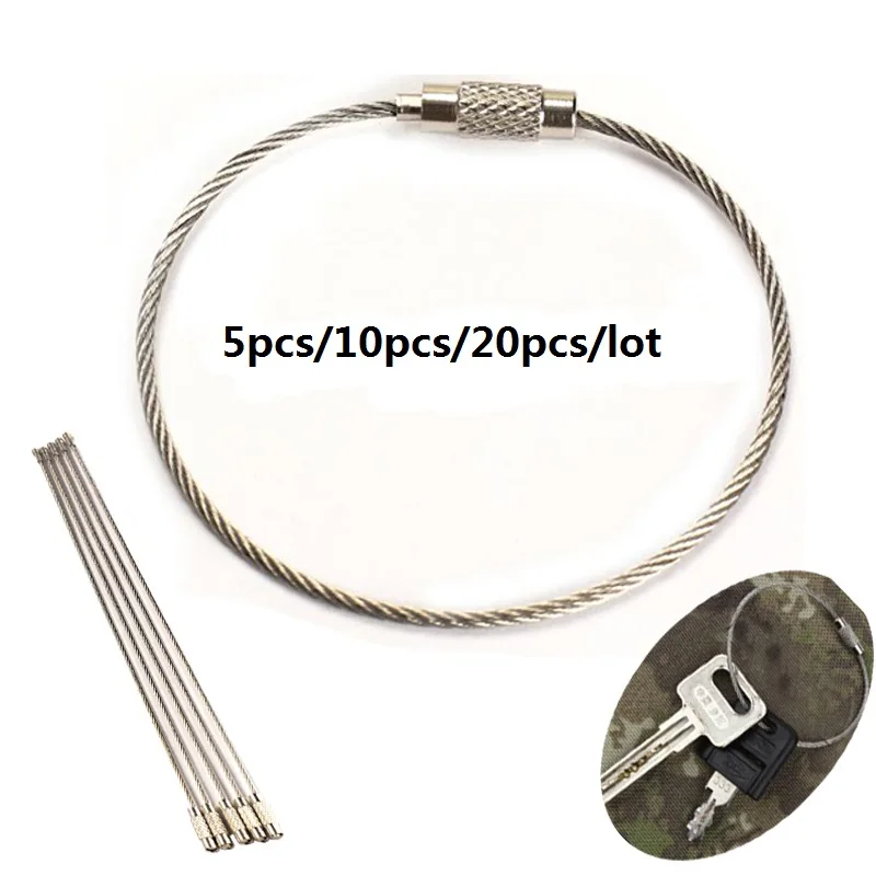 5/10/20pcs/lot Cheap Wire Rope Key Chain Stainless Steel Wire Keychain