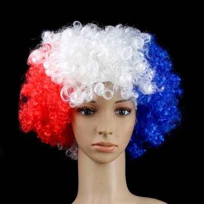 1/шт, футбольные искусственные волосы,, футбольные парики Кубка мира, разноцветные, для детей, взрослых, футбольные игры, парик для фанатов, подарок для мужчин, подростков - Цвет: France