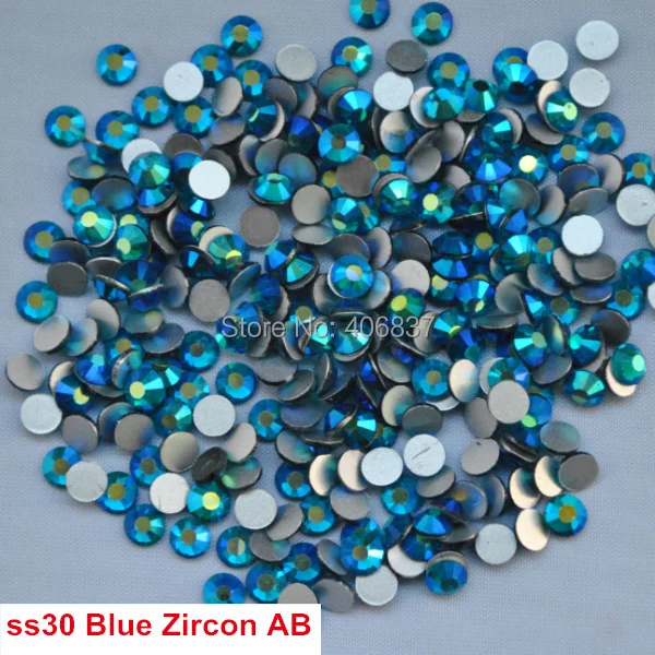 

Free Shipping! 288pcs/Lot, ss30 (6.3-6.5mm) Blue Zircon AB Flat Back Nail Art Non Hotfix Rhinestones