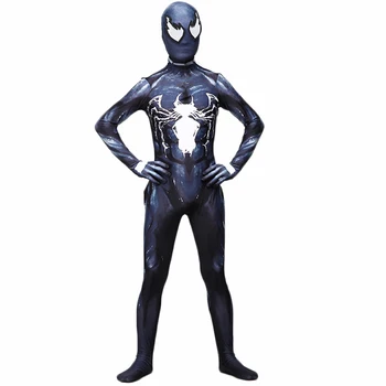 

Venom Cosplay Costume Eddie Brock Cosplay Jumpsuit Spiderman Black Zentai Suit Superhero Halloween Bodysuit Costume Kids Adult