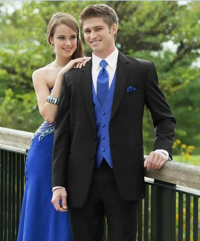 Black Tux With Royal Blue Vest Groom Royal Blue Wedding Vest Bow