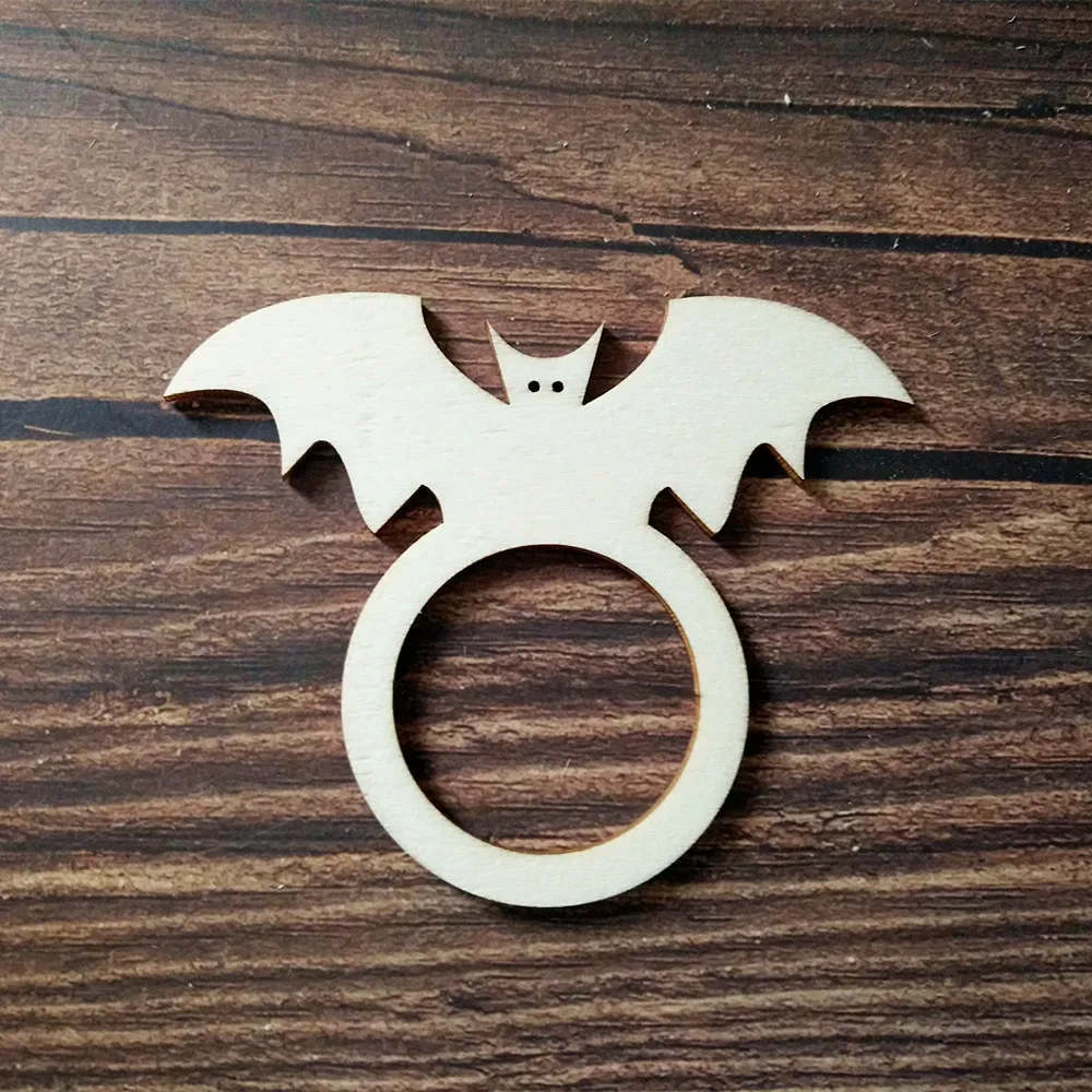 24pcs Halloween Bat Wooden Napkin Rings Halloween Napkin Holders Party
