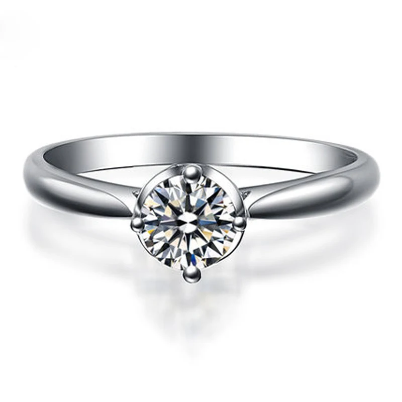 

ANI 18K White Gold (AU750) Wedding Ring 0.3 CT Certified I/SI Round Cut Diamond Fine Jewelry Shinning Bague for Women Engagemnet