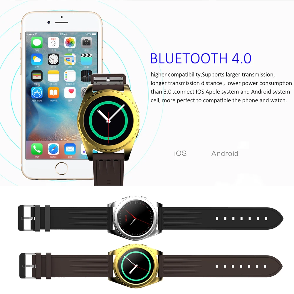 

Smart watch GS3 Smartwatch Heart rate monitor relogio Clock Fitness Tracker Smart electronics smart wacht for IOS android L3FE