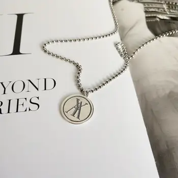 

Korean 925 Sterling Silver retro design round Necklace YA Pendant Choker Silver 925 necklace with coins coin wallet