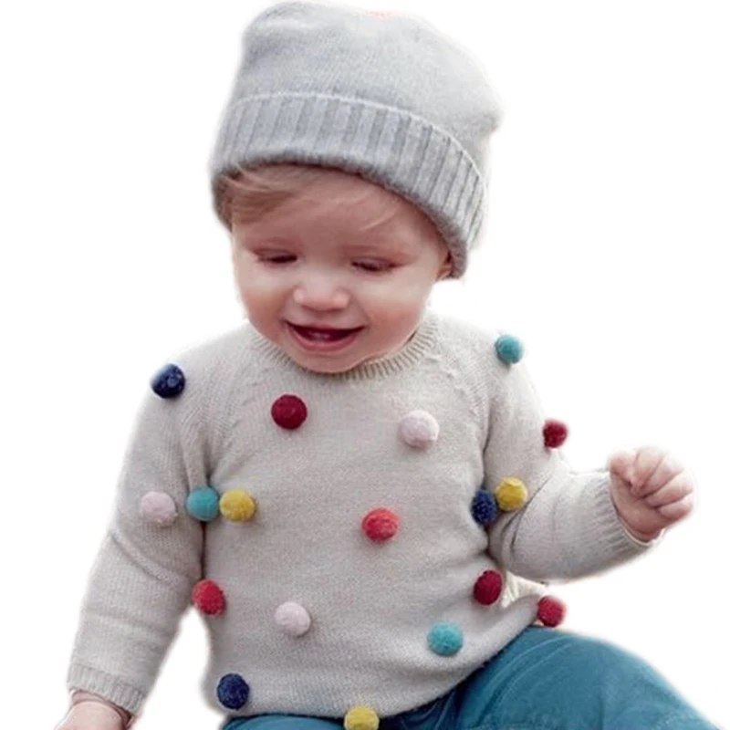 

Winter Pullover Girls Autumn/Winter Toddler Kids Girls Sweater Long Sleeve Crochet With Puffs Knitted Top Kids Boys Cardigan