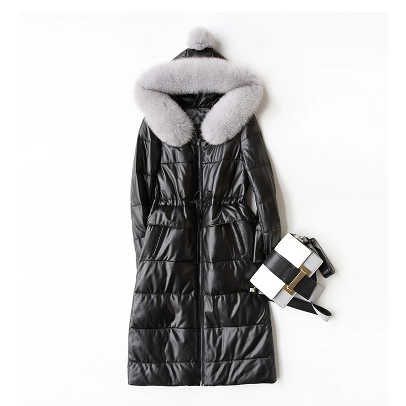 Bas Capuche topfurmall Femmes Veste Hiver Manteaux Manteau En Parkas Cuir Black Réel Peau De Daim Mouton Véritable À Fourrure Renard Lf4138 Survêtement ZqZxpw8