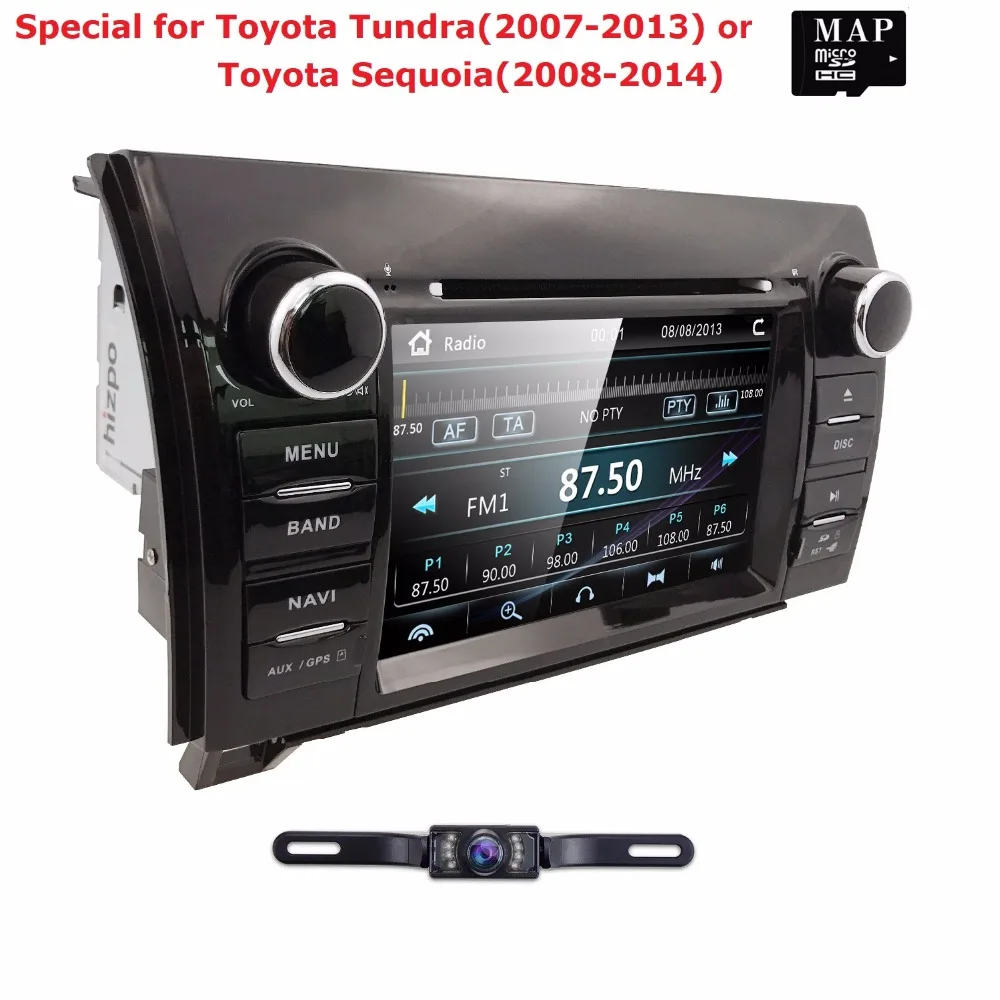 Perfect Cam+In Dash Car DVD GPS Player Navigation Radio Stereo For Toyota Tundra(2007-2013)/Sequoia(2008-2014) RDS AM/FM 3G SWC IPOD CAM 2