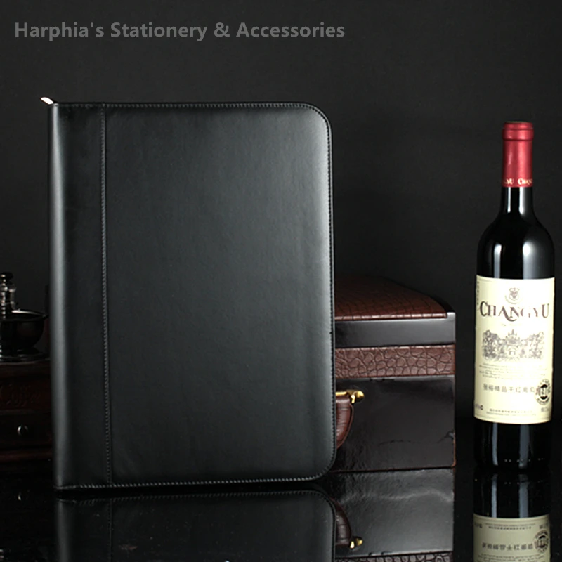 

Harphia Zipper Document Folder Bag Portfilio Black Business Manager Document Bag file folder holder brief case with calculator