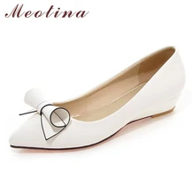 Meotina Schuhe Frauen Bogen Low Heels Damen Keilabsatz Brautschuhe Lackleder Schuhe Weiß Rot Plus Größe 9 10 40 42 43