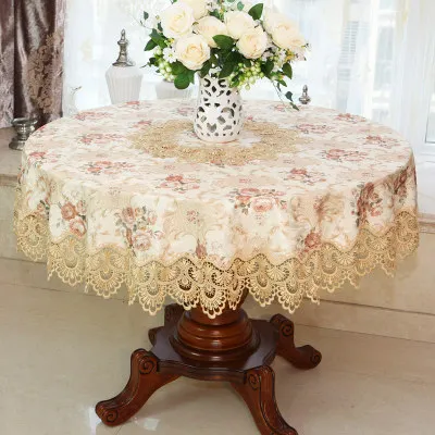 ZHUO MO Luxury European Lace Round Table Cloth for Kitchen Coffee house living room Wedding Decor Home Decor Tablecloth