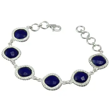 

NiaoZaiFei YunZaiKan Genuine Cuting Lapis Lazuri Bracelet 925 Sterling Silver, 19 cm, MHBBR0052