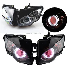 Двойной Белый Halo Eyes& Red Demon Eyes Собранный проектор 35 Вт HID фара Подходит для Honda CBR1000RR 2008-2011 08 09 10 11