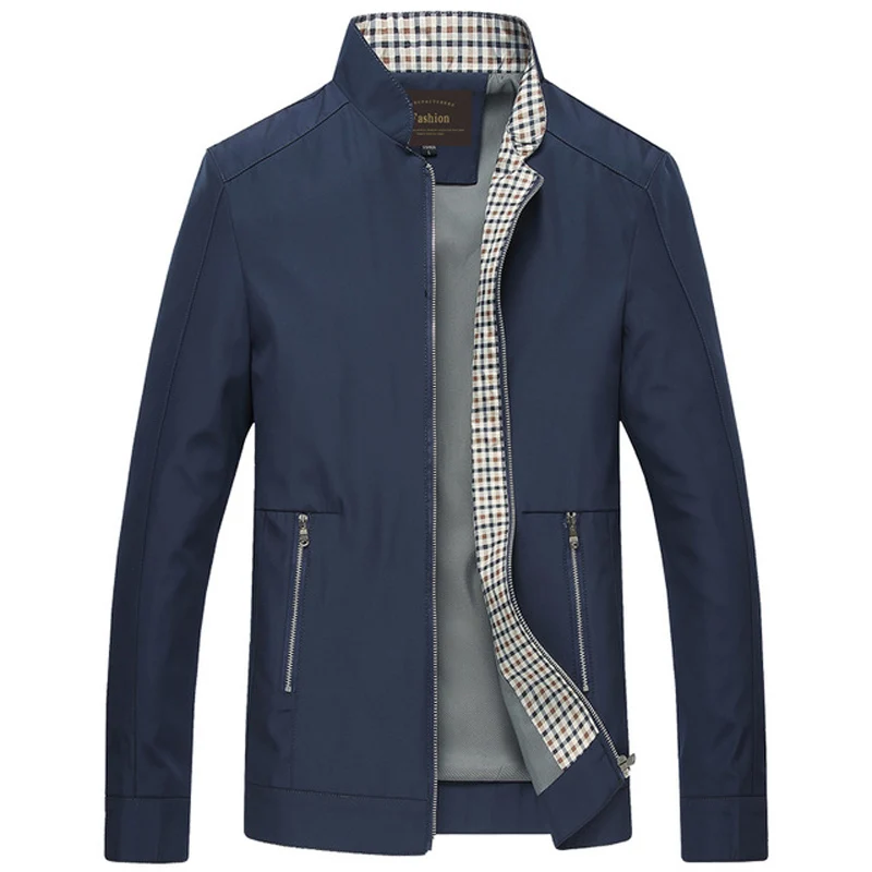 

6XL Men's Jacket Coat Top Zipper Black Stand Collar Long Sleeve Slim Mens Thin Streetwear Jackets Coats Tops 2019 Male Clothes