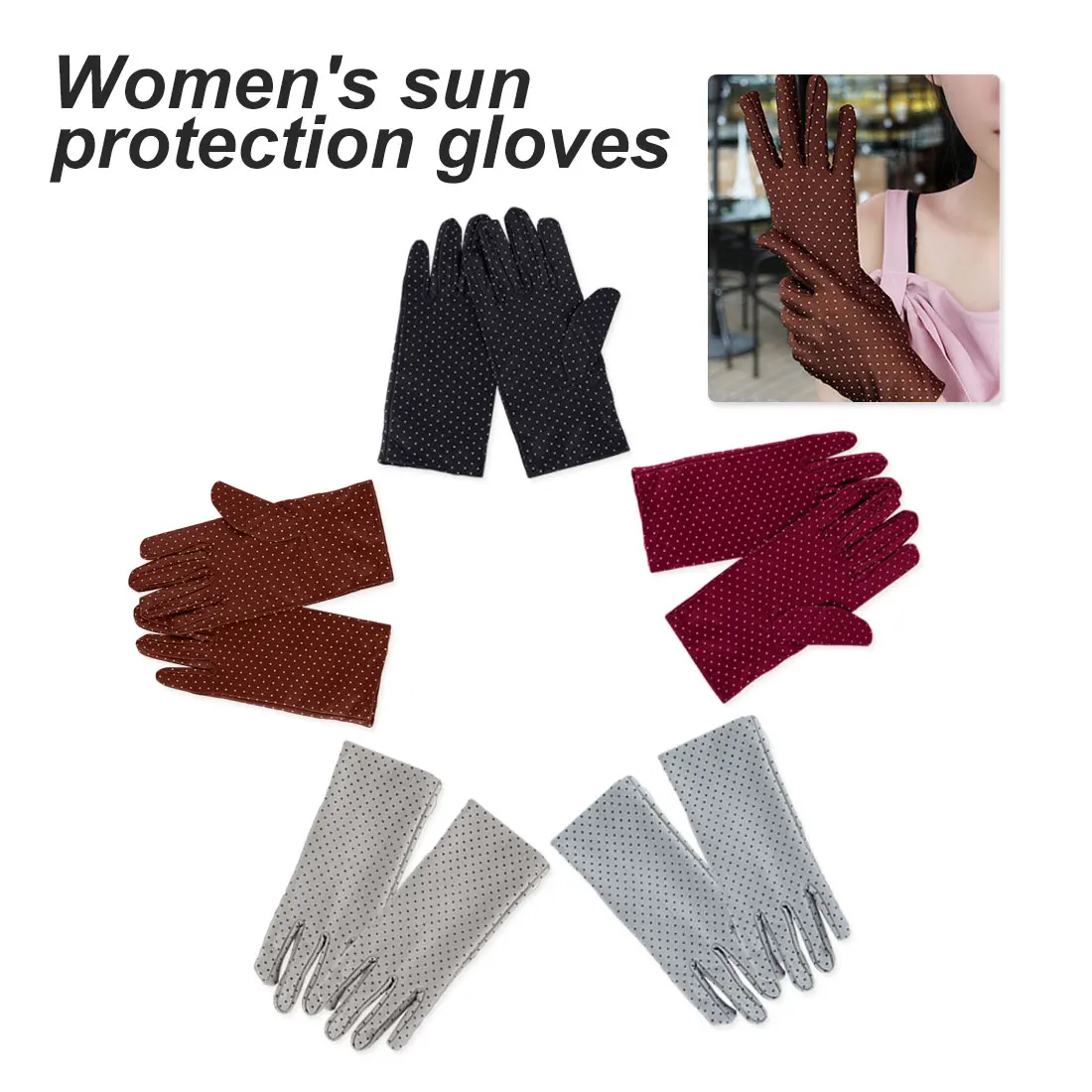 

New Women's Driving Slip-resistant Sunscreen Cotton Golves Fashion Summer/Autumn Female Sun Protection Non-slip Glove 1Pair