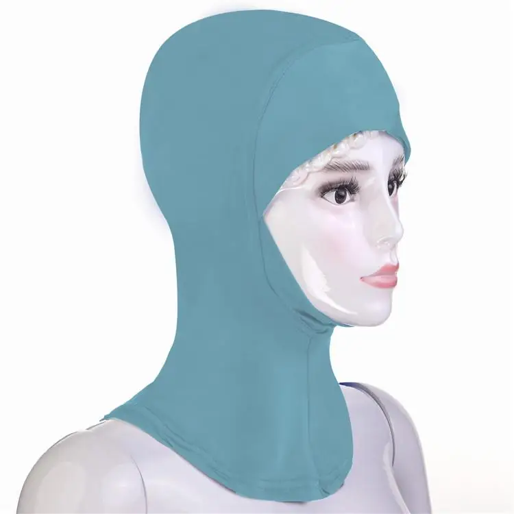 Мусульманская леди внутренняя шляпа шапочки под хиджаб мягкий исламский подшарф кость капот ниндзя крышка Amira Рамадан Niquabs бандана простой Ближний Восток - Цвет: Lake Blue