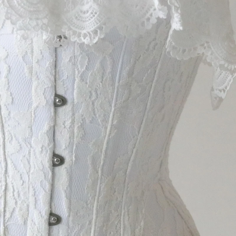 Annzley Corset White Lace Waist Slimming Overbust Corset Top (10)