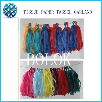 

25 sheets/lot 14" (35cm) long 50cm wide paper tassel garland pick your colors