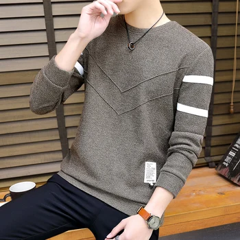 

HOHO2020 male round neck pullover fashion arm striped men trend sweater