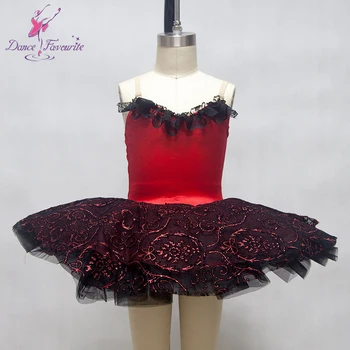 

Red Spandex Bodice With Lace Attached And The Sequin Tulle In The Top Layer Of Tutu For Girls Ballet Dance Stage performance