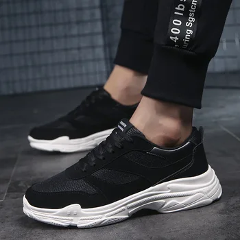 

Big Size 46 47 Men Casual Shoes Autumn Winter Walking Sneakers for Men Retro Student Mesh Breathable Fashion Black Men's Shoes