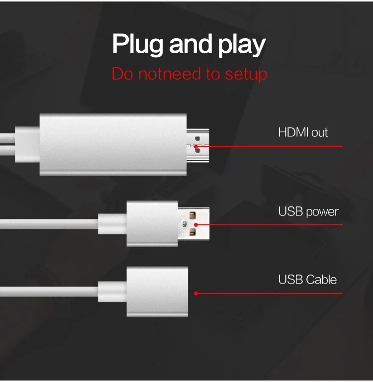 HDMI выход Plug and Play HD зеркалирование кабель адаптер USB 1080 P Miracast Air Mirror Airplay Для i Телефон/iPad Pro/samsung