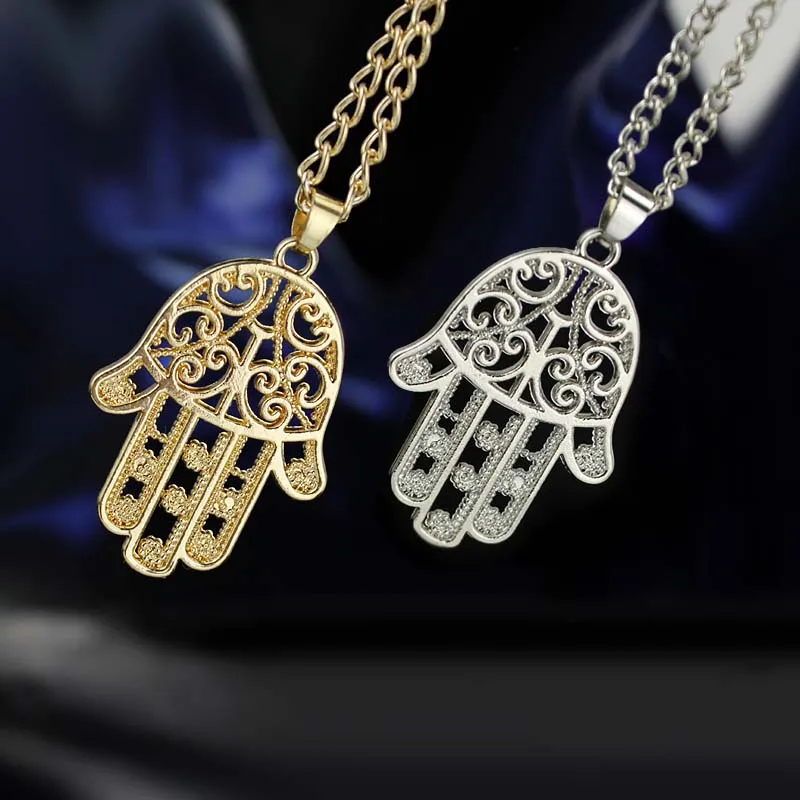 Hamsa Fatima Necklace Gold Silver Color 