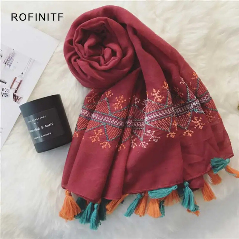 India Style Spring Summer Twill Cotton Ethnic Solid Tassels Woman